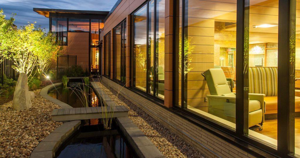 A recliner with a task seating chair