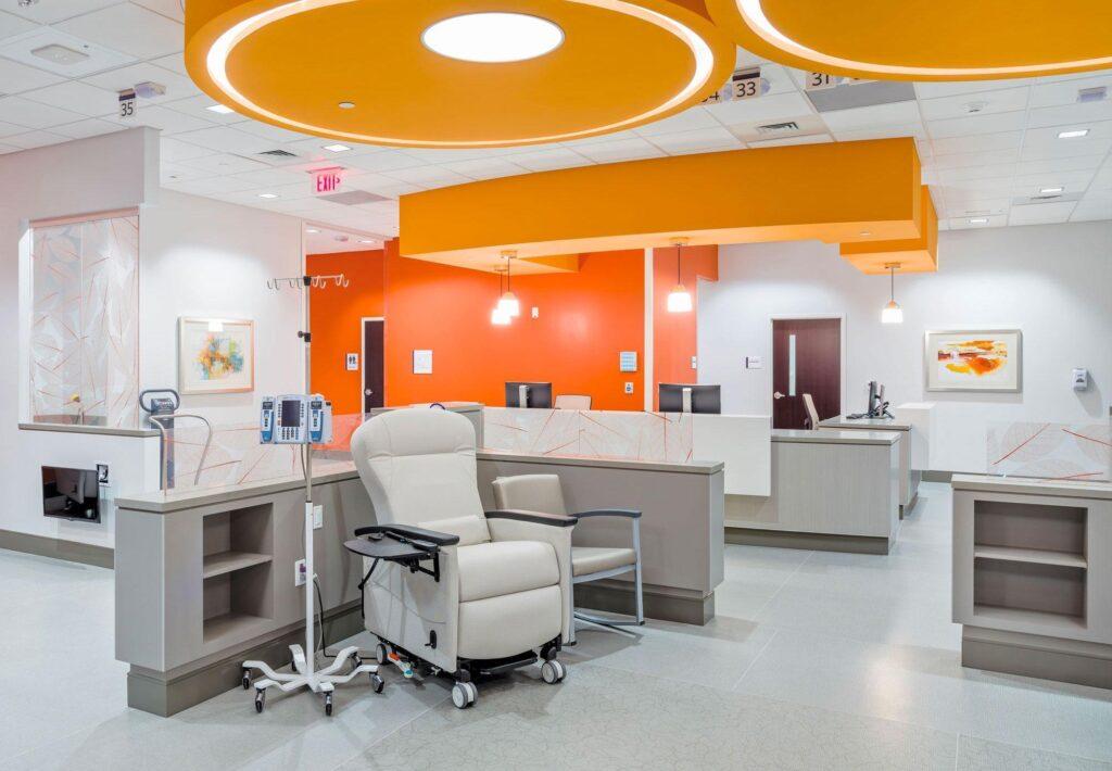 A recliner with a task seating chair