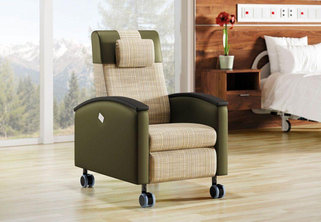 A recliner with a task seating chair