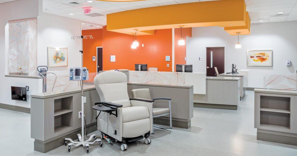 A recliner with a task seating chair