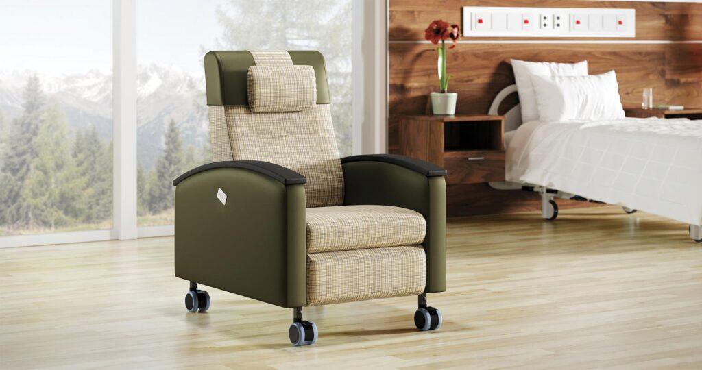 A recliner with a task seating chair