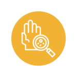 hand with magnifying glass icon