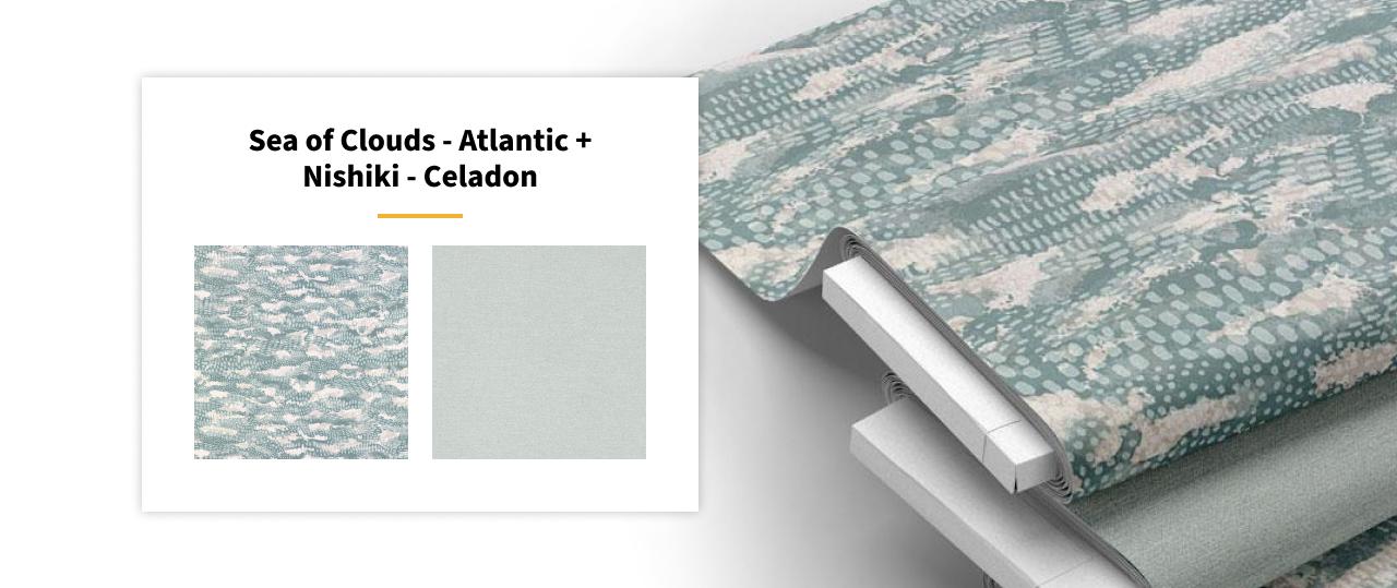 Champion fabrics and finishes seak of clouds Atlantic and celadon