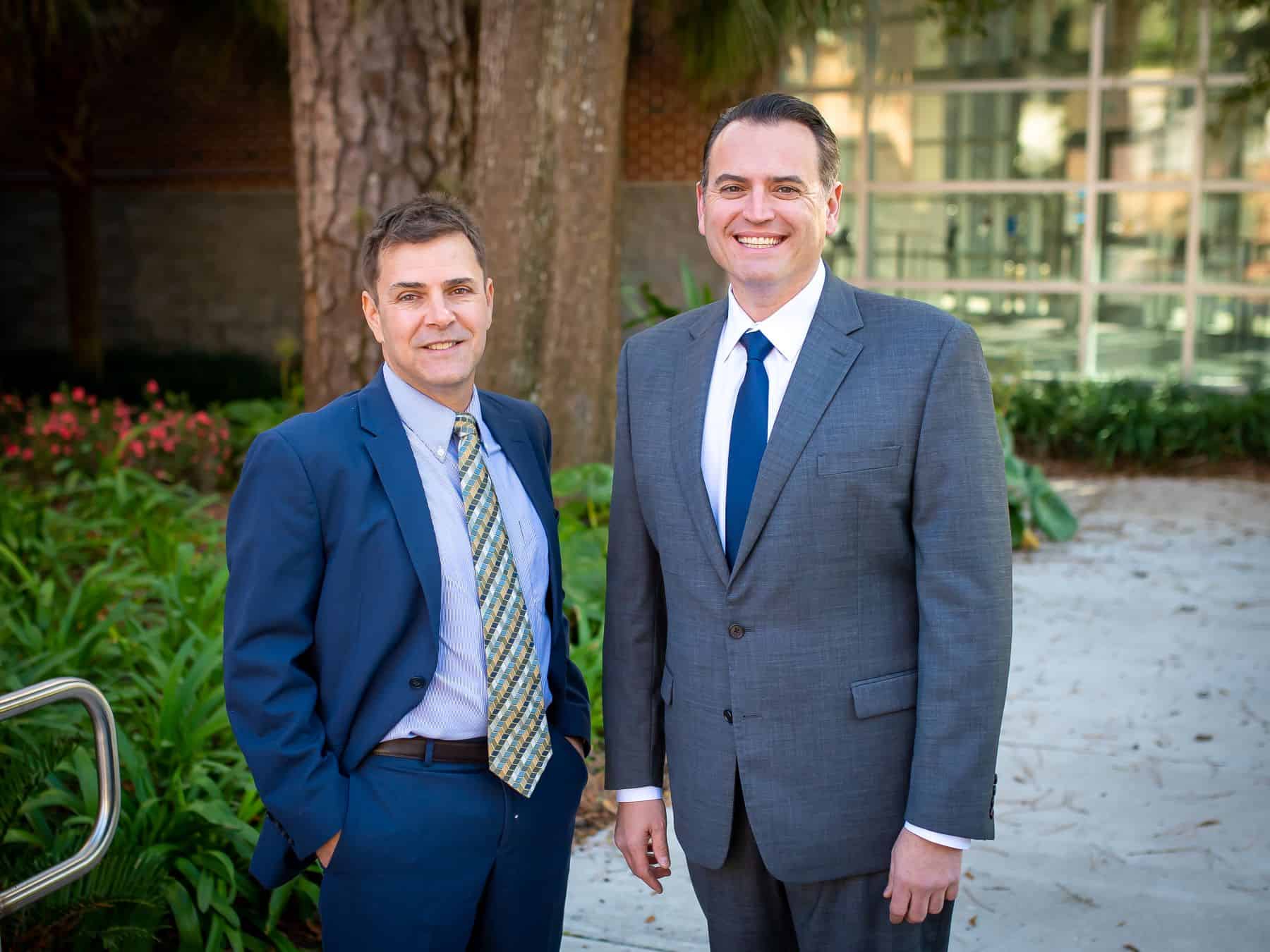 Dan Glassman and Nick Zissimopulos outside the Alachua County courthouse